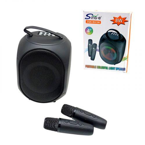 Караоке 2 мікрофони, підсвічування, вбудований акумулятор, Bluetooth, слот для TF-Card, роз’єм type-С, USB-роз’єм, AUX-роз’єм,, фото 1