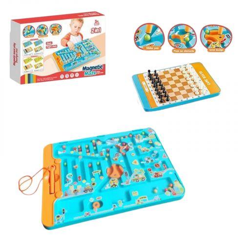 Магнітна гра 2в1 сортер, шахи, магнітний стилус, в коробці, фото 1