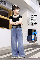 Джинси дитячі на гумці з кишенями на дівчинку 5-9 років (3 кв) "FUNTIK" недорого від прямого постачальника