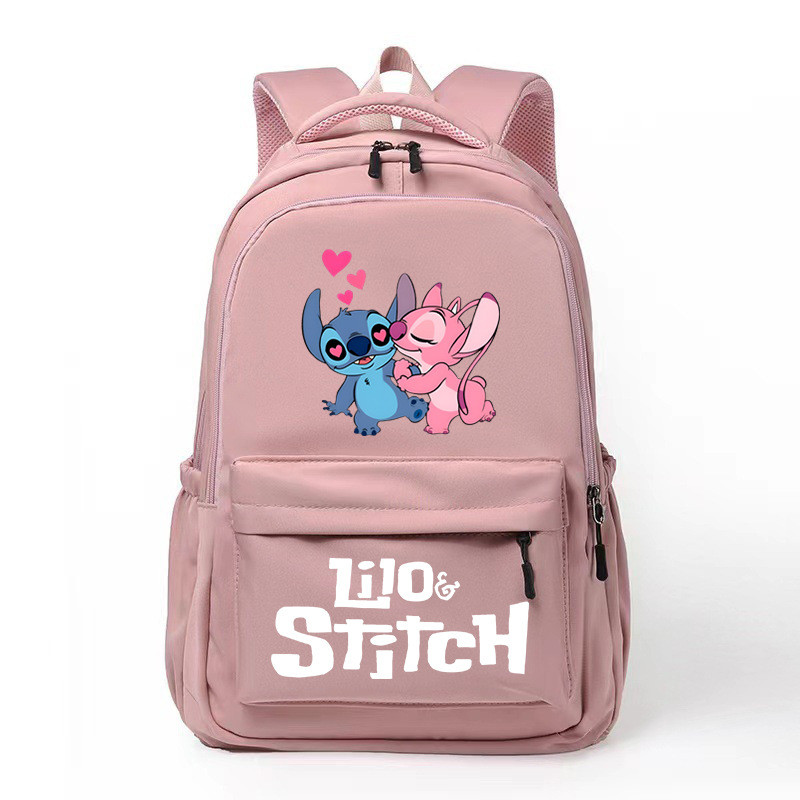 Шкільний рюкзак з переднім карманом Стич та Ліло  рожевий 8-14 років, фото 1
