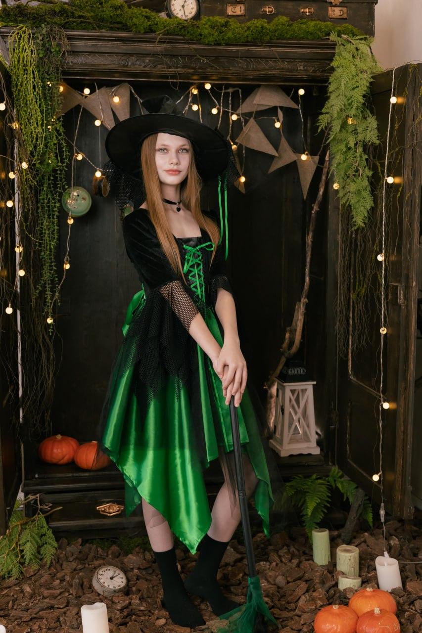 Костюм Відьми Зеленої “Velvet Witch” р. 110-170