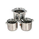 Набір кастрюль з нержавіючої сталі German Family GF-2037  Кухонний посуд з багатошаровим індукц. дном 6 предметів, фото 2