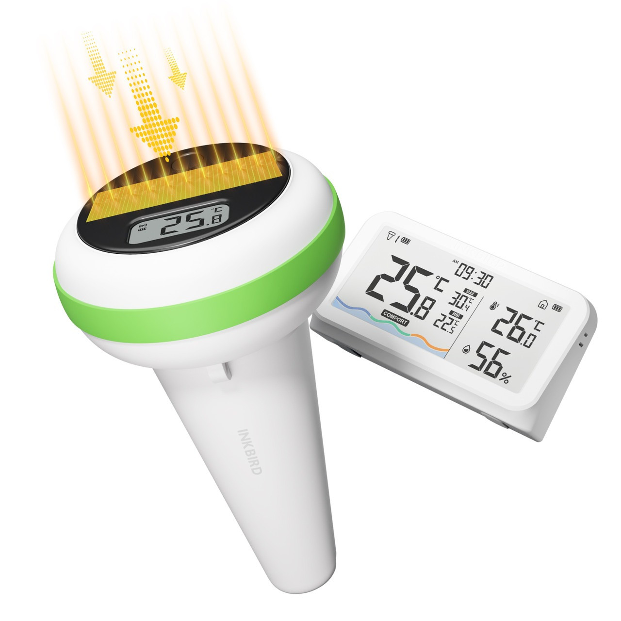 Бездротовий термометр для басейну INKBIRD IBS-P03R з дисплеєм, сонячною панеллю, датчиком TDS та EC, фото 1