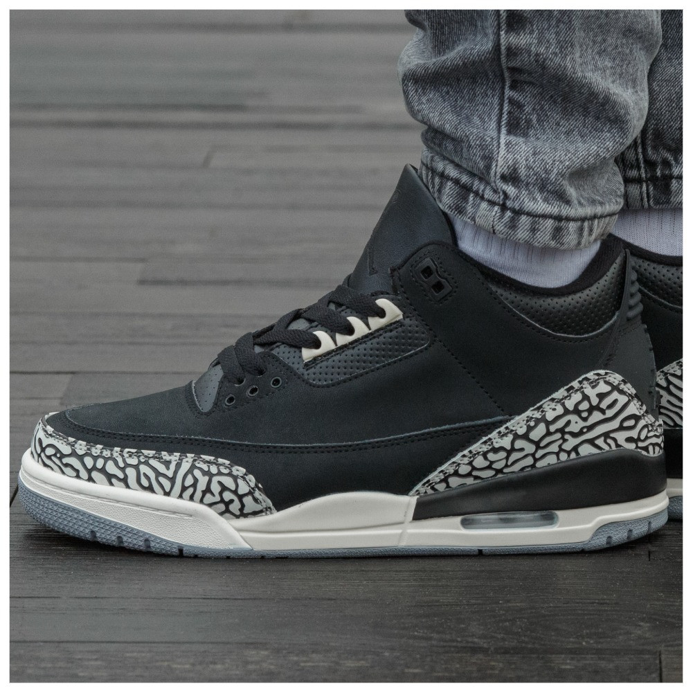 Чоловічі / жіночі кросівки Nike Air Jordan 3 Retro Off Noir Black CK9246-001, чорні шкіряні кросівки найк аір джордан 3, фото 1