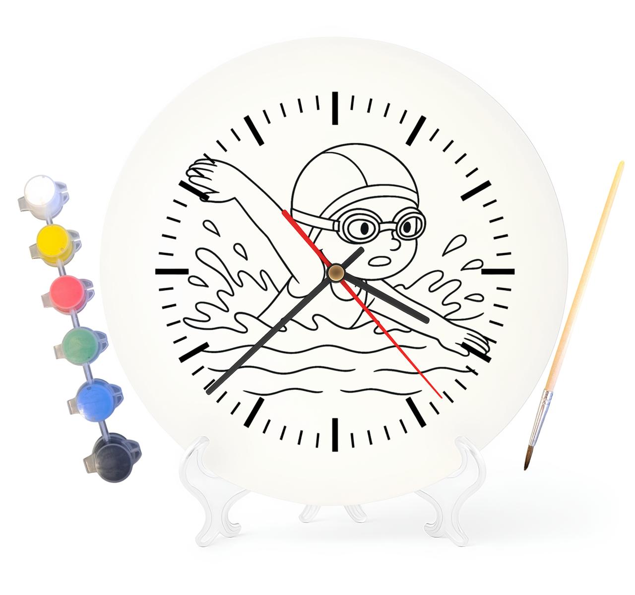 Дитячий набір для творчості годинник розмальовка Плавання 30 см (Г0114), фото 1