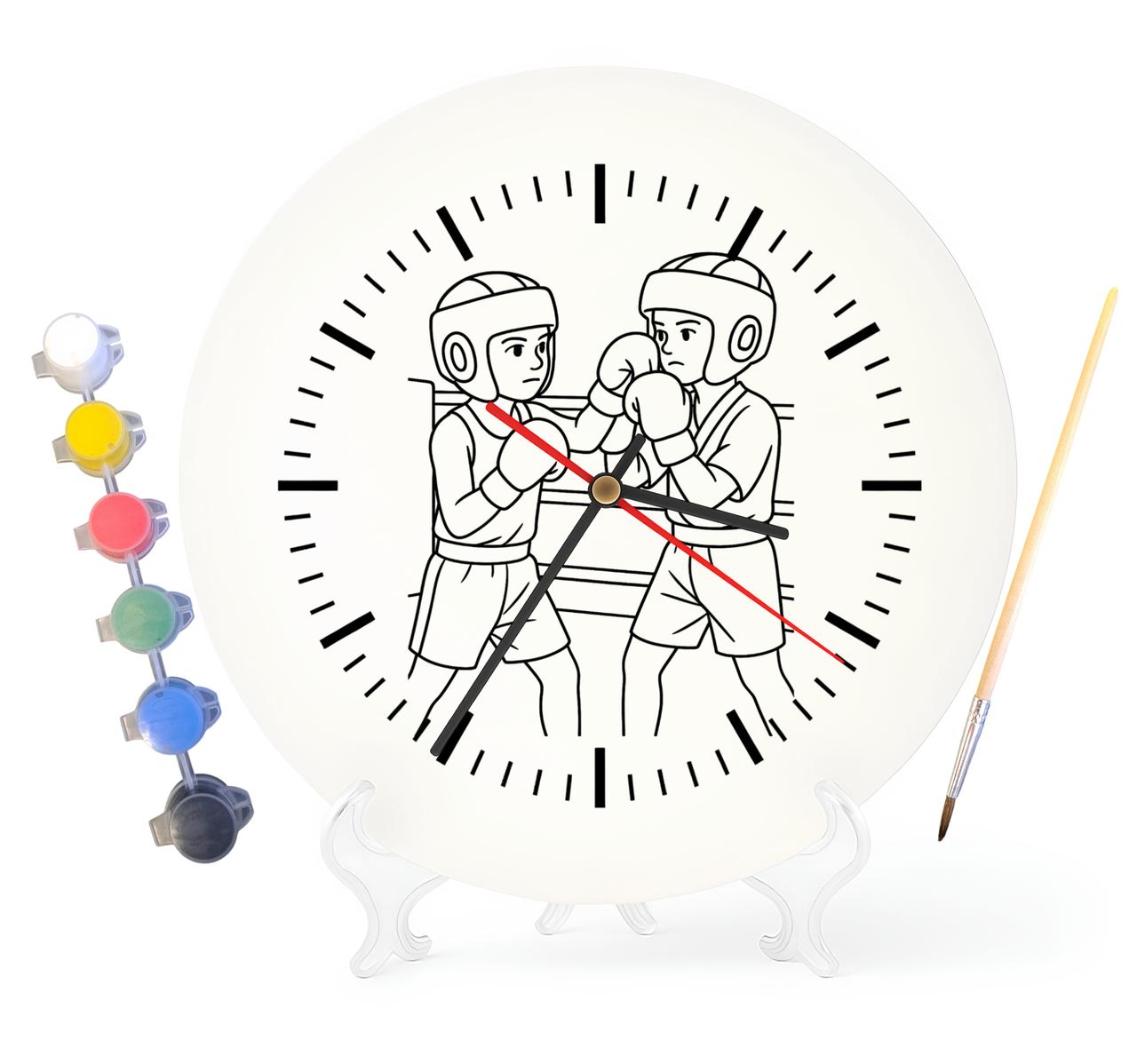 Дитячий набір для творчості годинник розмальовка Боксери 30 см (Г0108), фото 1