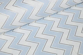 Ранфорс 240 см Зигзаги сріблясто-біло-блакитні