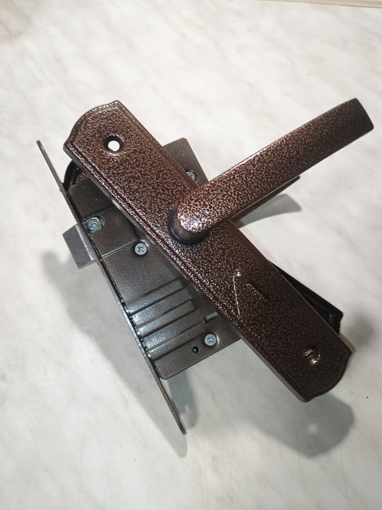 Комплект Могилев ЗВ-9, ручка на планці з врізним замком під сувальдний 55мм, мідь (ЗВ137) - фото покупців 1