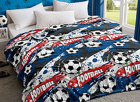 Плед з мікрофібри Велсофт Футбол синій 160х210 см