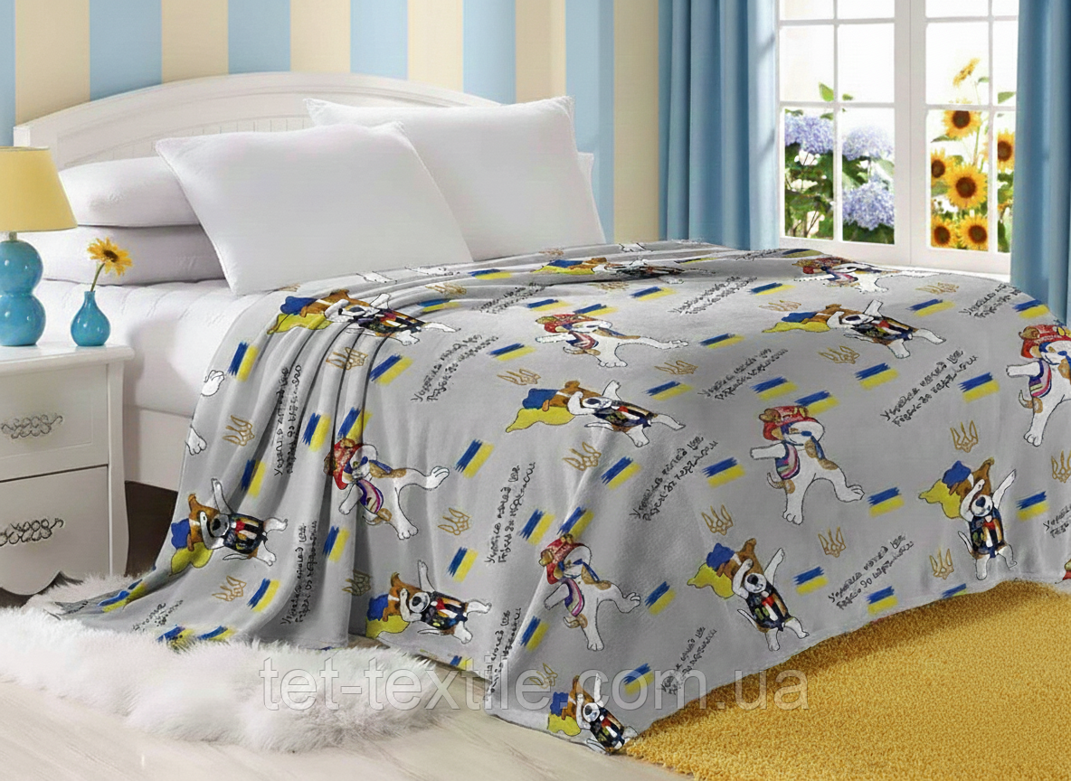 Плед з мікрофібри Велсофт Пес Патрон сірий 160х210 см