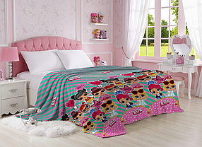 Плед із мікрофібри Велсофт Ляльки ЛОЛ смуги 160х210 см