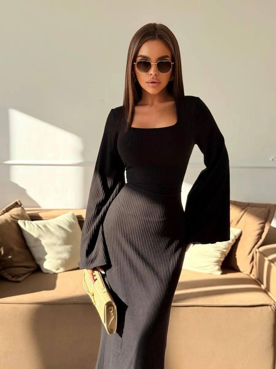 Жіноче тепле плаття максі з ангори з розкльошеними рукавами (р. 42-46) 2036192, фото 1