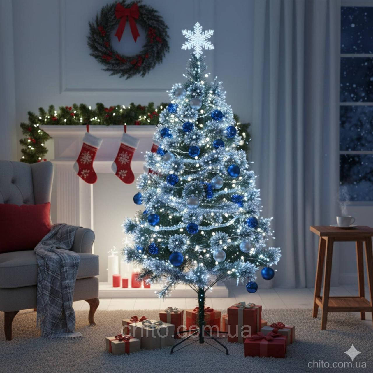 Ялинка штучна C 66873 висота  150 см сосна глітер, фото 1