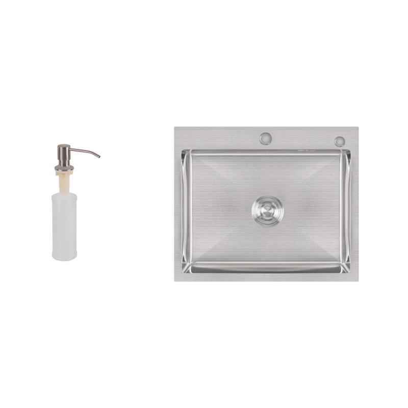 Мийка для кухні інтегрована Lidz Handmade H6050 (LDH6050BRU35371) Brushed Steel 3,0/1,0 мм, фото 1