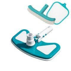 Набір 3в1: Сачок, щітка та насадка-пилосос Bestway 58282-3 для очищення басейну, діаметр 30 мм (насадка58282, сачок 58277, щітка