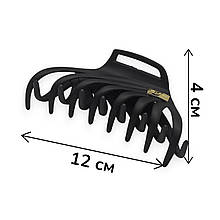 Крабик для волосся 12 х 4 см каучуковий Ліана #01 чорний FasRion