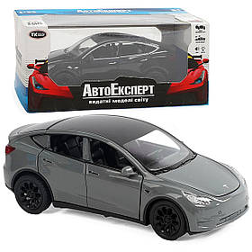 Іграшкова машинка металева Tesla Y, тесла, біла, звук, світло, інерція, откр двері, багажник, капот, Автоексперт, 1:32, 15*6*6см