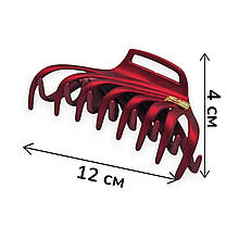 Крабик для волосся 12 х 4 см каучуковий Ліана #05 червоний FasRion