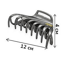 Крабик для волосся каучуковий 12 х 4 см Ліана #06 сірий FasRion