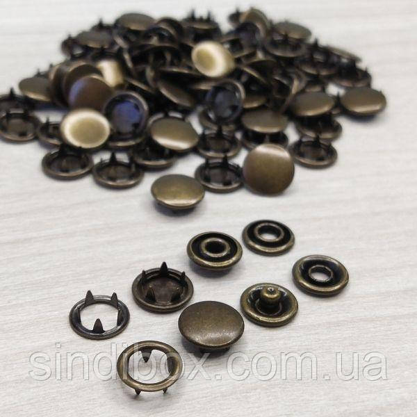 50од. Нержавіюча кнопка беби для трикотажного одягу 9,5 мм. - Антик, фото 1