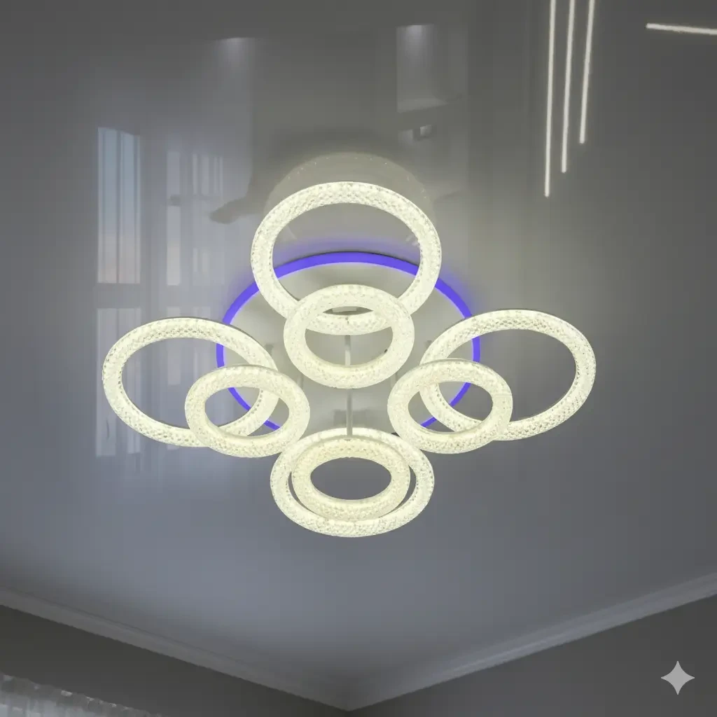 Cвітлодіодна люстра для великого приміщення SVET 228W до 40 м² колір Білий SC-3623A/4+4C WH+PK/BU/PL, фото 1