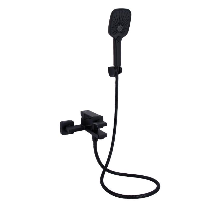 Змішувач для ванни Qtap Gemini (з душовим гарнітуром) QTGEM259BLM45682 Black Matt, фото 1