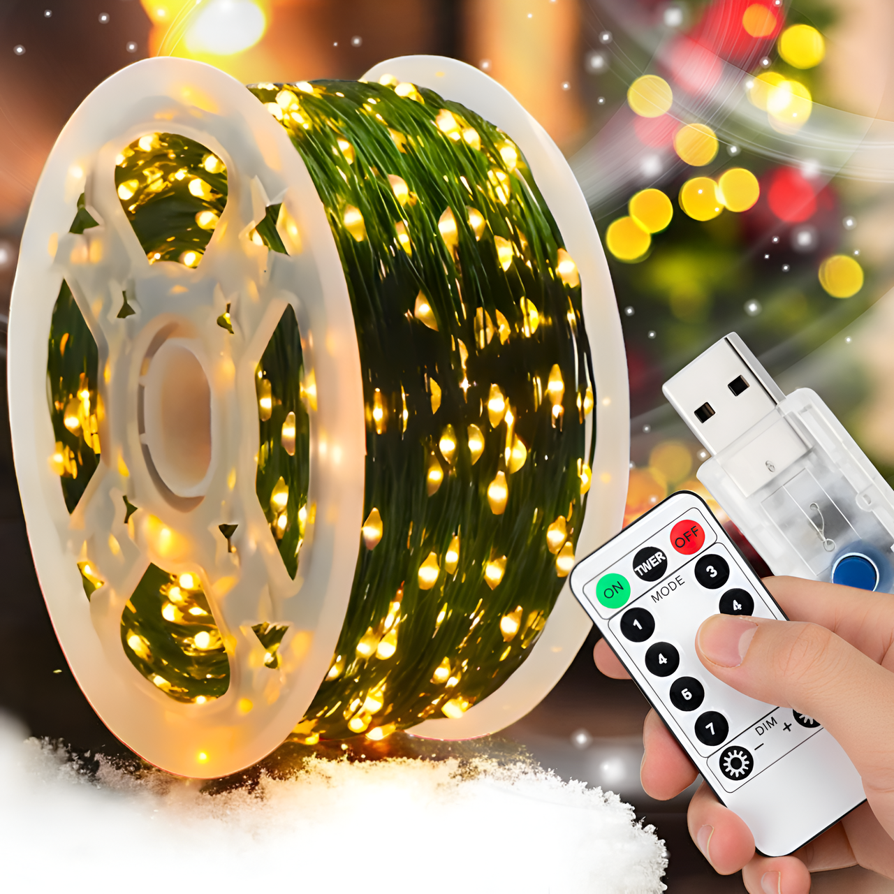 Вулична гірлянда "Роса" 150 метрів 1500 LED 8 режимів USB Тепле біле світло, фото 1