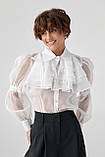 Прозора блуза з мереживними вставками - білий цвет, ONE SIZE (є розміри), фото 5
