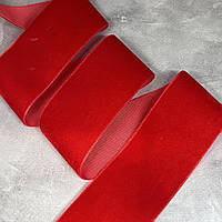 Велюр стрічка 3,8 см, колір червоний, арт 019715, 1 метр, Червоний