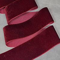Велюр стрічка 3,8 см, колір бордовий, арт 019716, 1 метр, Бордовий