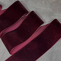 Велюр стрічка 3,8 см, колір темно-червоний (гранат), арт 019718, 1 метр, темно-червоний