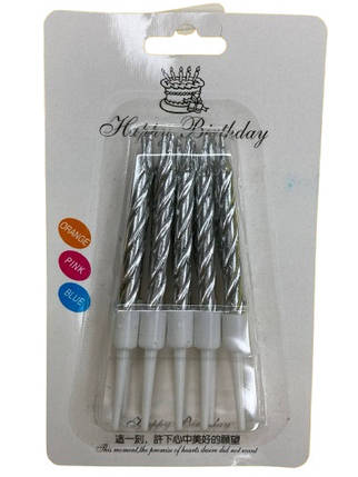 Свічки для торта СРІБЛО спіраль №2, фото 1