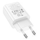 Адаптер мережевий HOCO gentle single port charger N60 |1Type-C, 20W/3A, PD/QC| білий, фото 2
