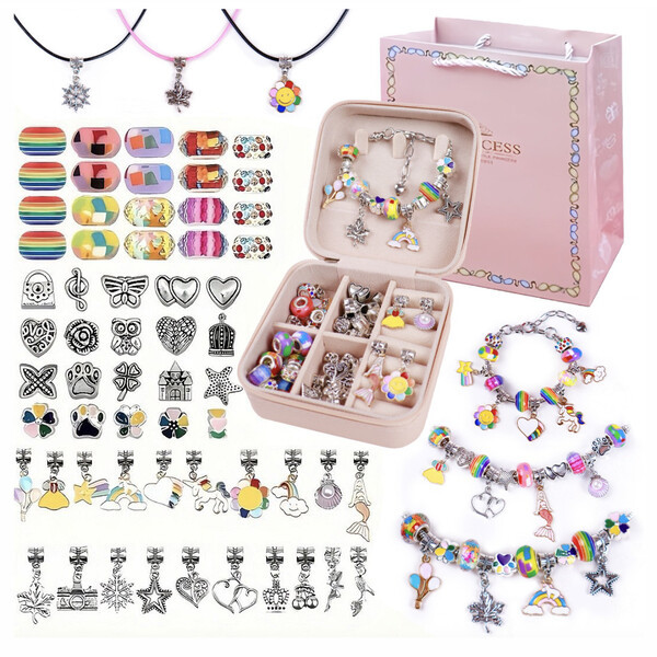 Набір для створення браслетів і прикрас для дівчаток в шкатулці Райдужний (60098), фото 1