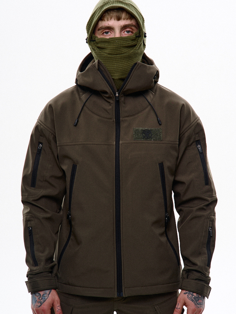 Чоловіча тактична куртка Warrior софтшел хакі демісезонна з капюшоном, фото 1