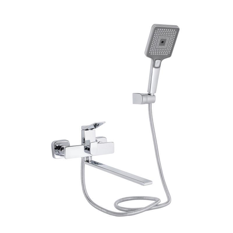 Змішувач для ванни Qtap Presto з довгим поворотним виливом (з душовим гарнітуром) QTPRE2601CRM45573 Chrome, фото 1