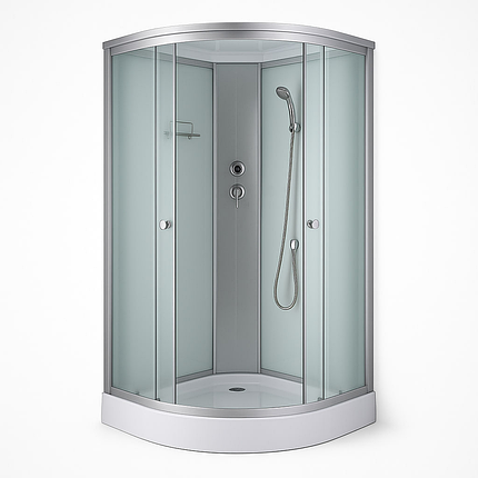 Душовий бокс Sansa 888/15 90х90х215 см з низьким піддоном сатин скло фабрик-білий, фото 1