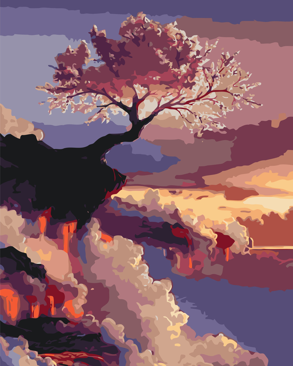 Картина за номерами Пейзаж Повітряне дерево, сакура 40*50 см Орігамі LW 727