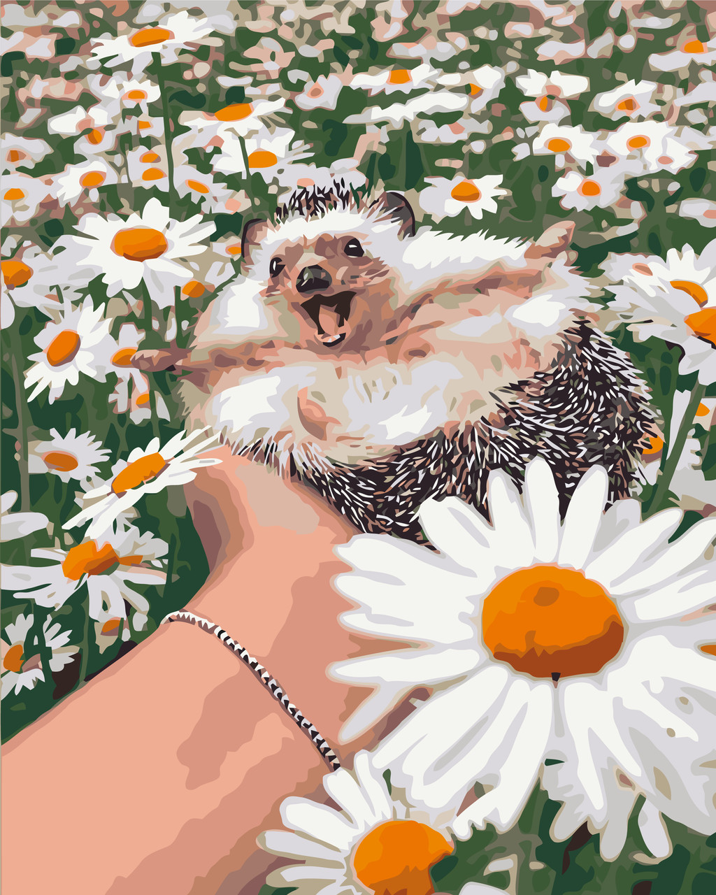 Картина за номерами Їжачок у ромашках 40*50 см Орігамі LW 3086