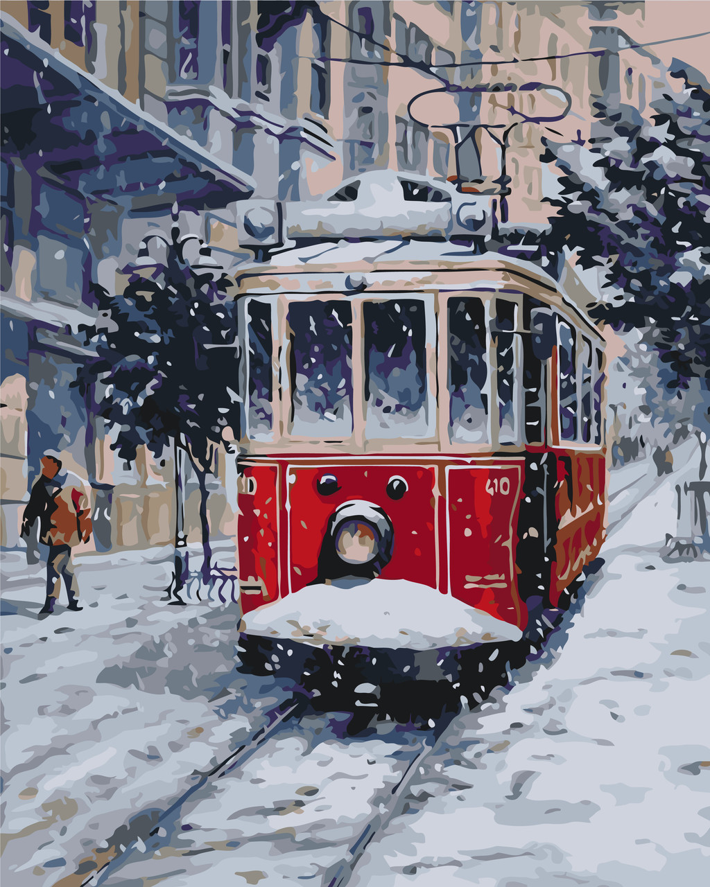 Картина за номерами Старий червоний трамвай 40*50 см Орігамі LW 3088