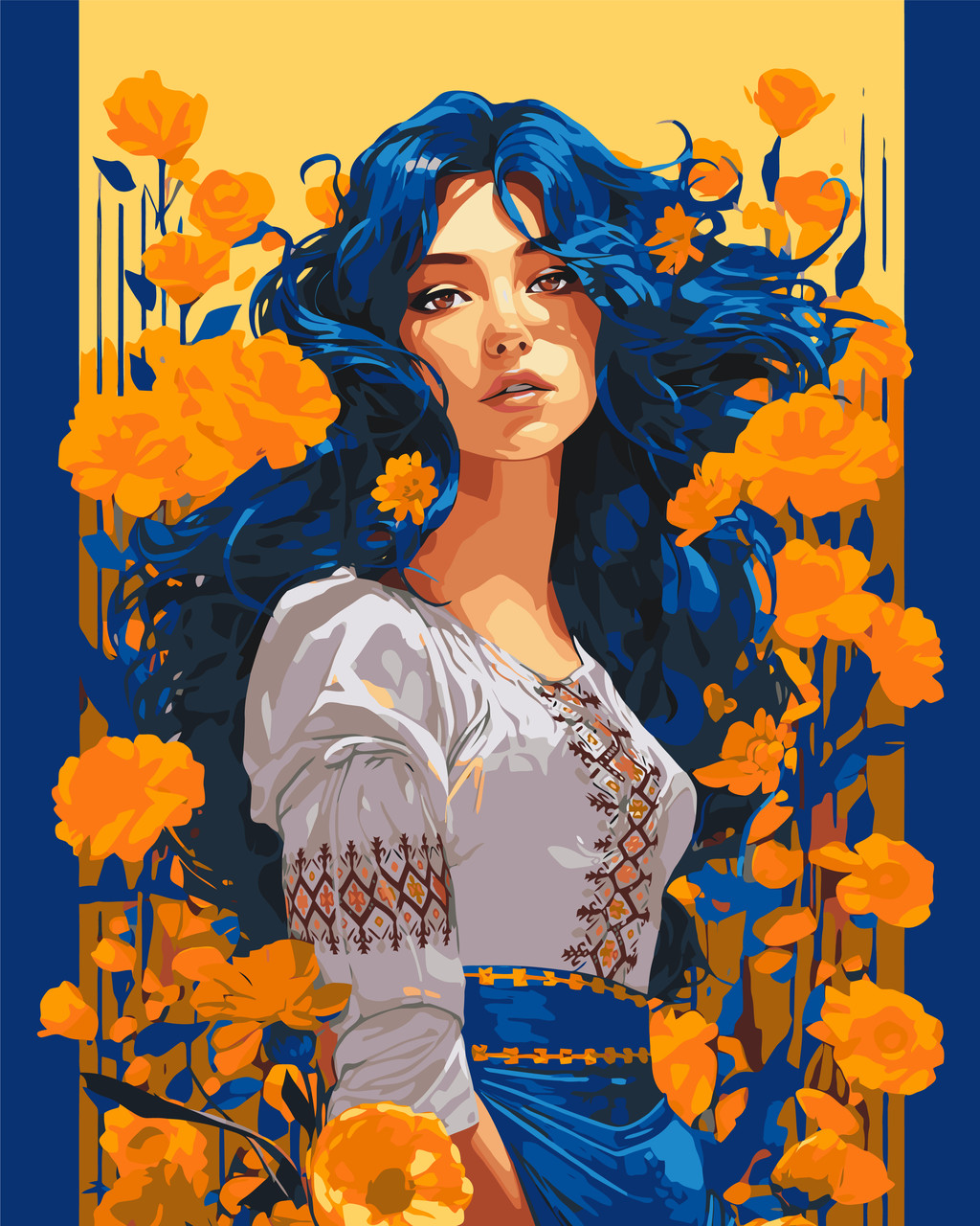 Картина за номерами Український сюжет. Дівчина українка 40*50 см Орігамі LW 30040