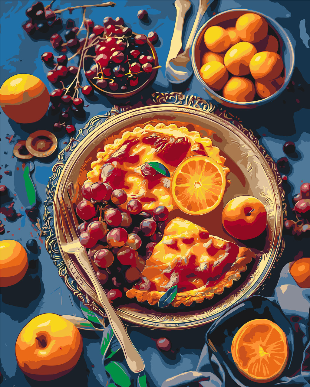 Картина за номерами Натюрморт. Фруктовий пиріг 40*50 см Орігамі LW 4100