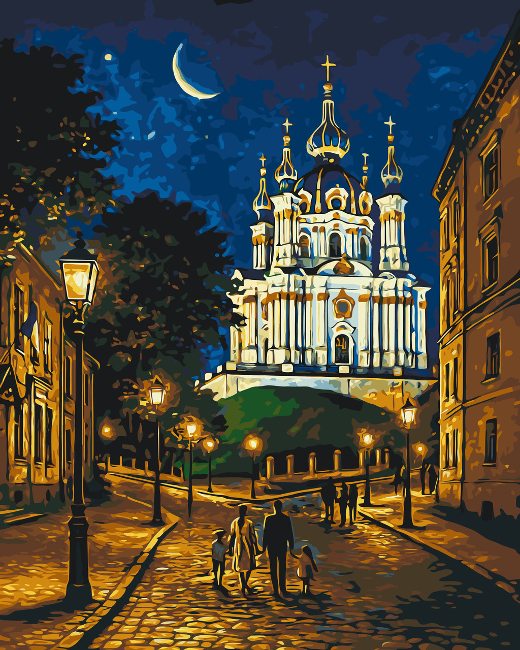 Картина за номерами Міста. Вечірній Київ. 40*50 см Орігамі LW 3473