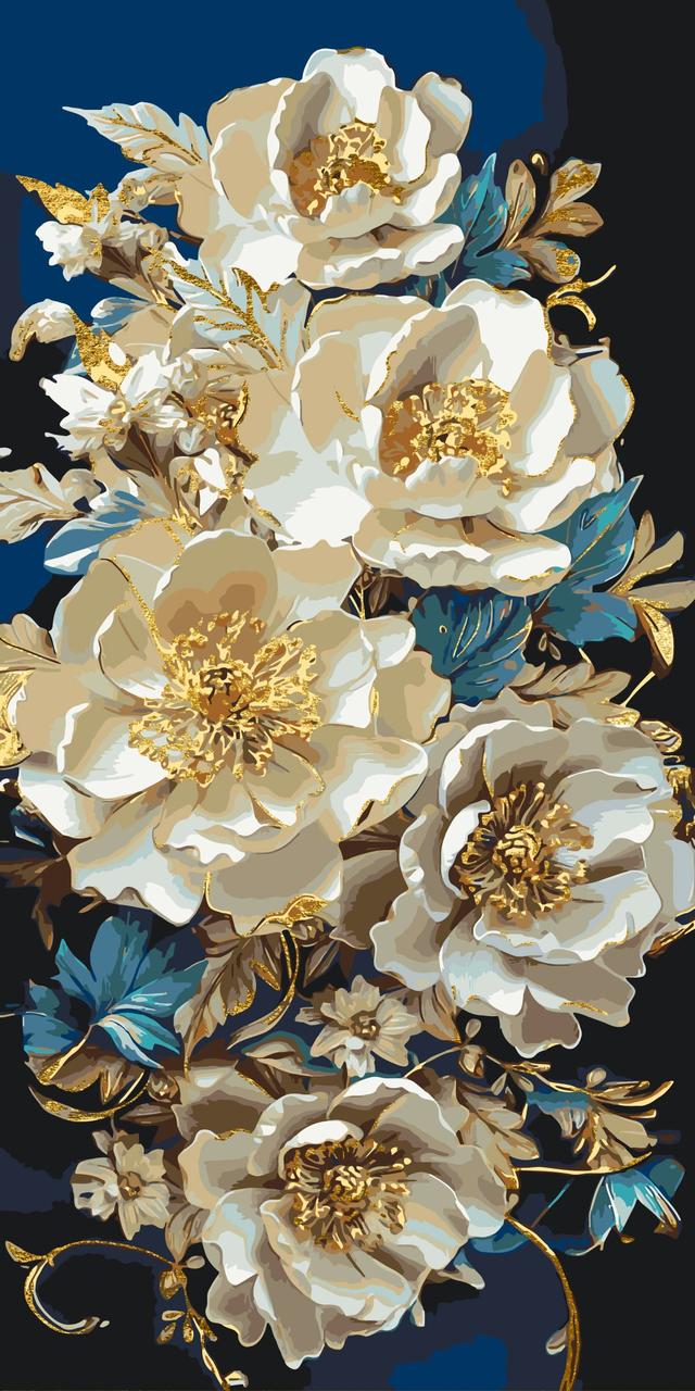 Картина за номерами Півонії з фарбами металік  40*80 см Орігамі LW 5166