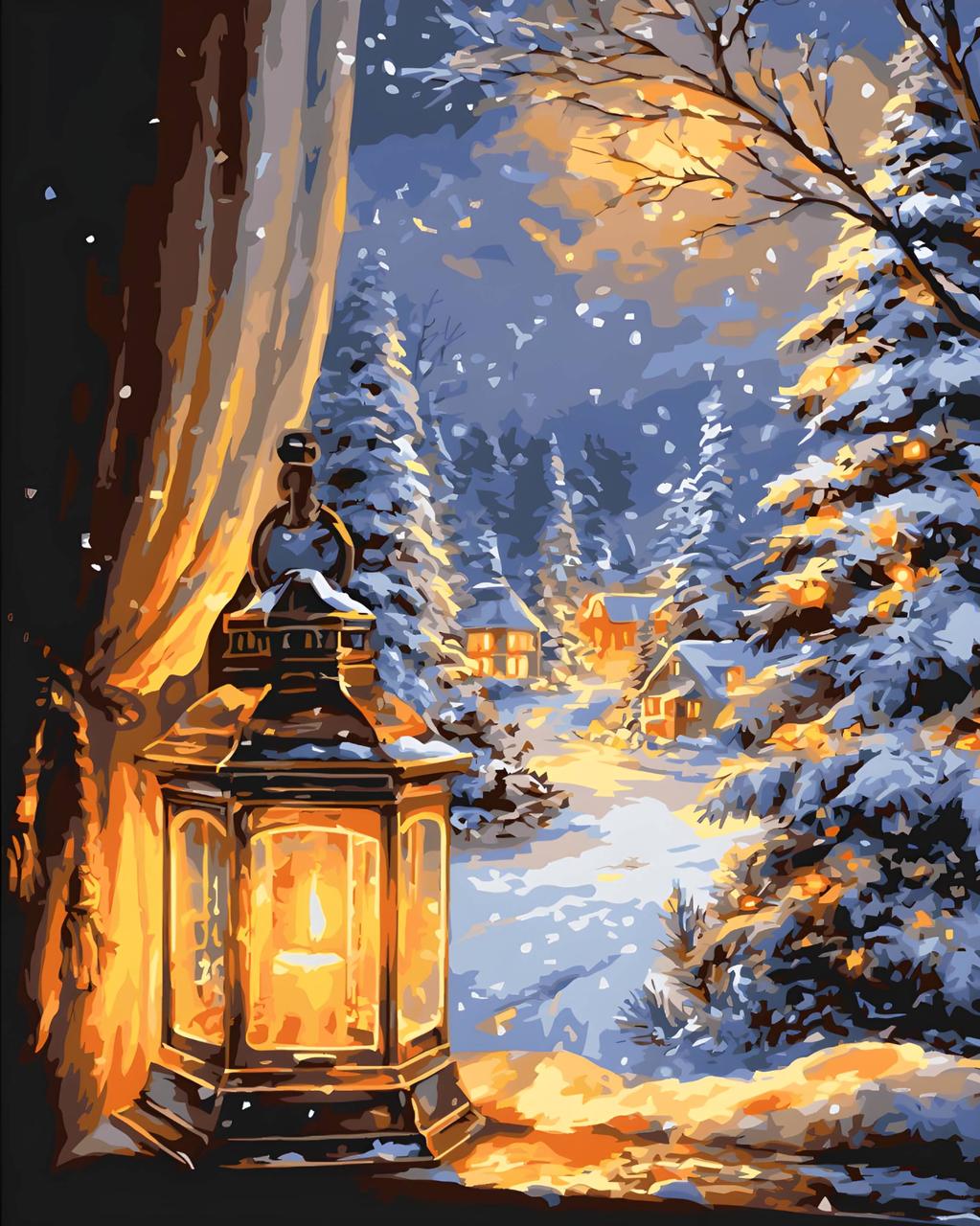 Картина за номерами Пейзаж. Зимова ніч 40*50 см Орігамі LW 3549