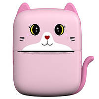 Дитячий термопринтер A8 Рожевий Котик, Вluetooth, ЗП Type-C