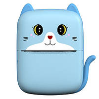 Дитячий термопринтер A8 Синій Котик, Вluetooth, ЗП Type-C