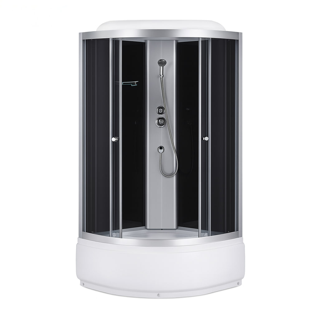 Душовий бокс Sansa 6690A 100х100х215 см із глибоким піддоном сатин скло тоноване розсувні двері