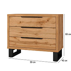 Комод у стилі лофт Halle S 99 см дуб вотан з висувними шухлядами на чорних металевих ніжках у спальню