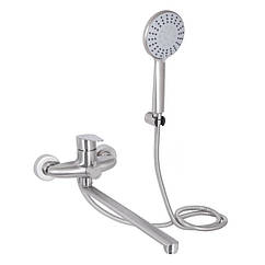 Змішувач для ванни Lidz Vida 005 з поворотним виливом (з душовим гарнітуром) (k35) LDVID005NKS38087 Nickel